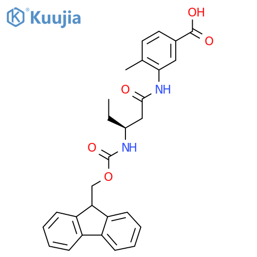 3-(3S)-3-({(9H-fluoren-9-yl)methoxycarbonyl}amino)pentanamido-4-methylbenzoic acid structure