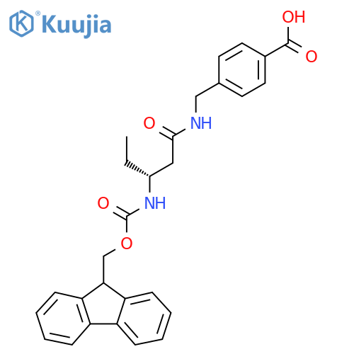 4-{(3R)-3-({(9H-fluoren-9-yl)methoxycarbonyl}amino)pentanamidomethyl}benzoic acid structure