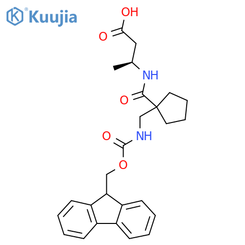(3S)-3-({1-({(9H-fluoren-9-yl)methoxycarbonyl}amino)methylcyclopentyl}formamido)butanoic acid structure