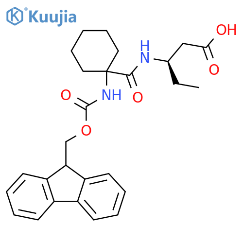 (3R)-3-{1-({(9H-fluoren-9-yl)methoxycarbonyl}amino)cyclohexylformamido}pentanoic acid structure