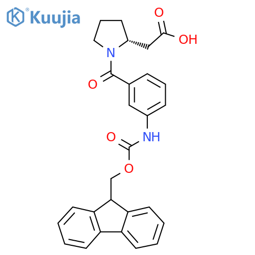 2-(2R)-1-3-({(9H-fluoren-9-yl)methoxycarbonyl}amino)benzoylpyrrolidin-2-ylacetic acid structure