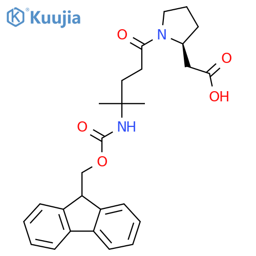 2-(2S)-1-4-({(9H-fluoren-9-yl)methoxycarbonyl}amino)-4-methylpentanoylpyrrolidin-2-ylacetic acid structure