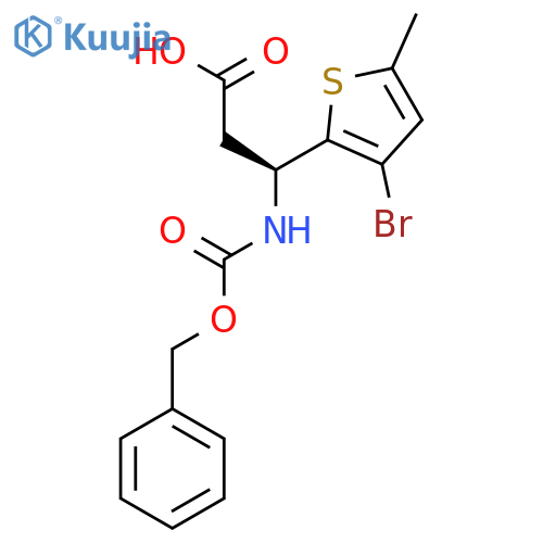 (3S)-3-{(benzyloxy)carbonylamino}-3-(3-bromo-5-methylthiophen-2-yl)propanoic acid structure
