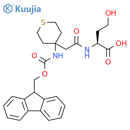 (2S)-2-{2-4-({(9H-fluoren-9-yl)methoxycarbonyl}amino)thian-4-ylacetamido}-4-hydroxybutanoic acid structure