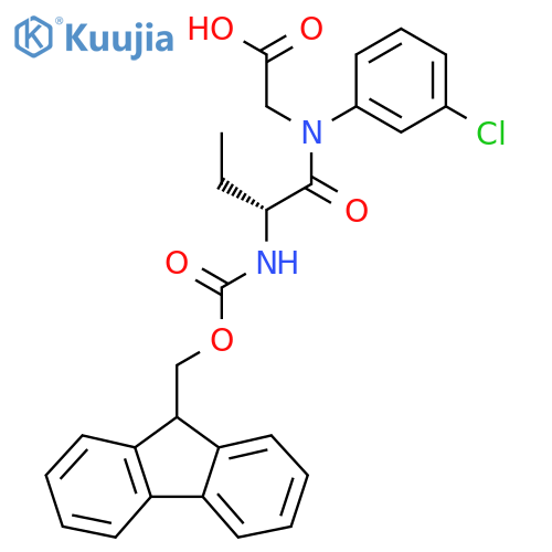 2-(2R)-N-(3-chlorophenyl)-2-({(9H-fluoren-9-yl)methoxycarbonyl}amino)butanamidoacetic acid structure