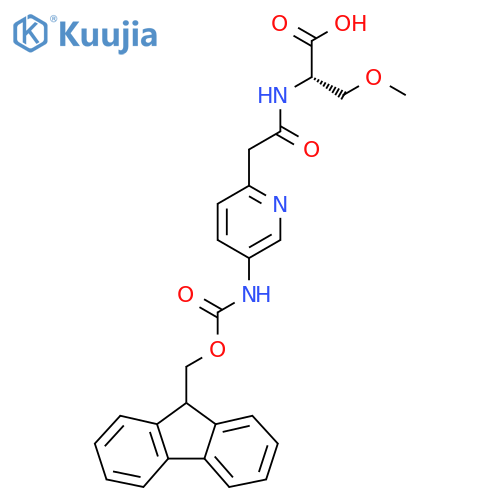 (2S)-2-{2-5-({(9H-fluoren-9-yl)methoxycarbonyl}amino)pyridin-2-ylacetamido}-3-methoxypropanoic acid structure