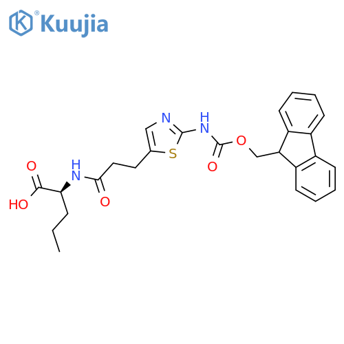 (2S)-2-{3-2-({(9H-fluoren-9-yl)methoxycarbonyl}amino)-1,3-thiazol-5-ylpropanamido}pentanoic acid structure