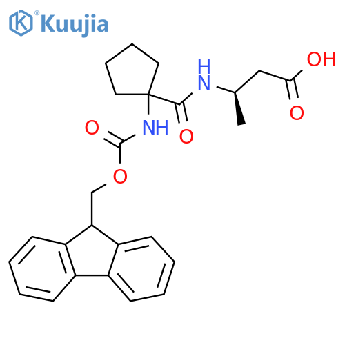 (3R)-3-{1-({(9H-fluoren-9-yl)methoxycarbonyl}amino)cyclopentylformamido}butanoic acid structure