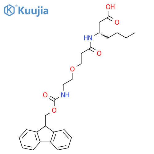 (3S)-3-{3-2-({(9H-fluoren-9-yl)methoxycarbonyl}amino)ethoxypropanamido}heptanoic acid structure