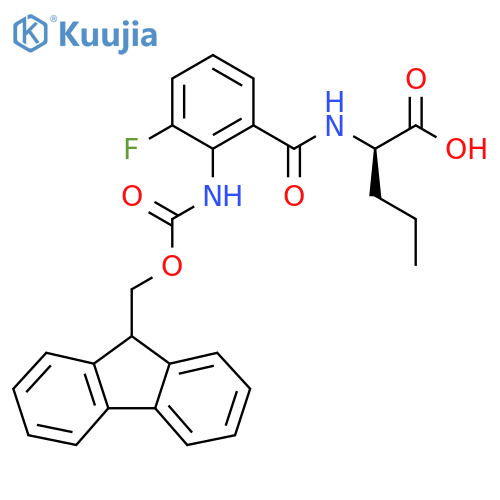 (2R)-2-{2-({(9H-fluoren-9-yl)methoxycarbonyl}amino)-3-fluorophenylformamido}pentanoic acid structure