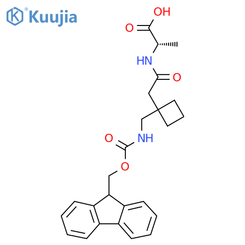 (2S)-2-(2-{1-({(9H-fluoren-9-yl)methoxycarbonyl}amino)methylcyclobutyl}acetamido)propanoic acid structure