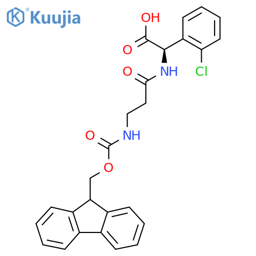 (2R)-2-(2-chlorophenyl)-2-3-({(9H-fluoren-9-yl)methoxycarbonyl}amino)propanamidoacetic acid structure