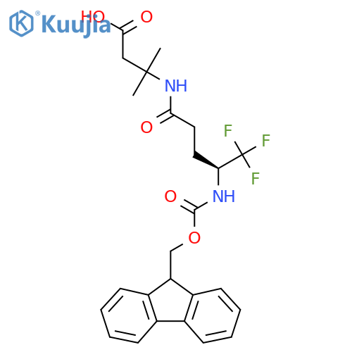 3-(4S)-4-({(9H-fluoren-9-yl)methoxycarbonyl}amino)-5,5,5-trifluoropentanamido-3-methylbutanoic acid structure