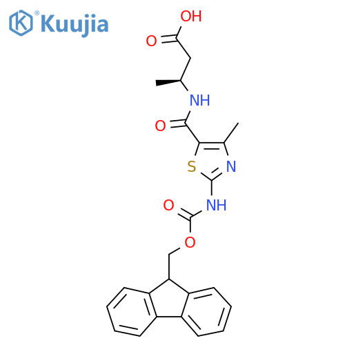 (3S)-3-{2-({(9H-fluoren-9-yl)methoxycarbonyl}amino)-4-methyl-1,3-thiazol-5-ylformamido}butanoic acid structure