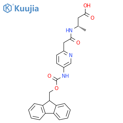 (3S)-3-{2-5-({(9H-fluoren-9-yl)methoxycarbonyl}amino)pyridin-2-ylacetamido}butanoic acid structure
