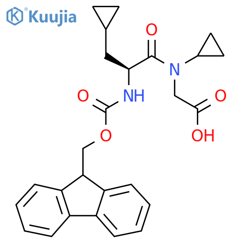 2-(2S)-N,3-dicyclopropyl-2-({(9H-fluoren-9-yl)methoxycarbonyl}amino)propanamidoacetic acid structure