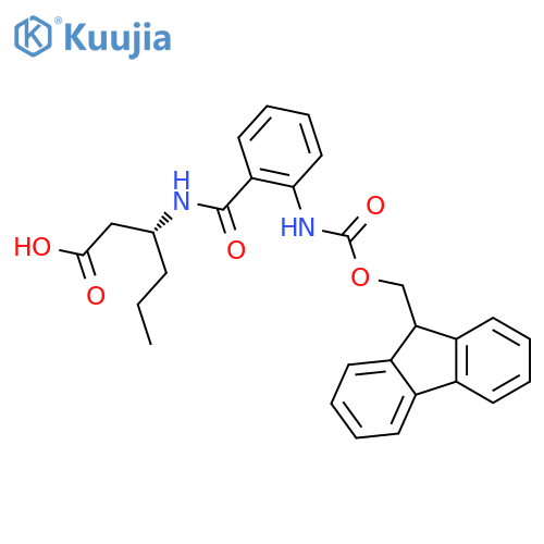 (3R)-3-{2-({(9H-fluoren-9-yl)methoxycarbonyl}amino)phenylformamido}hexanoic acid structure