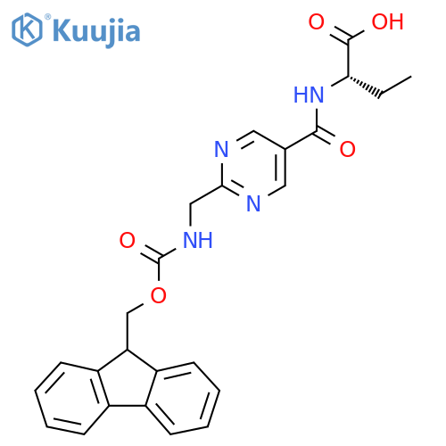 (2S)-2-({2-({(9H-fluoren-9-yl)methoxycarbonyl}amino)methylpyrimidin-5-yl}formamido)butanoic acid structure
