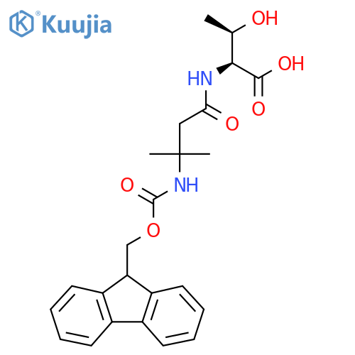 (2S,3R)-2-3-({(9H-fluoren-9-yl)methoxycarbonyl}amino)-3-methylbutanamido-3-hydroxybutanoic acid structure