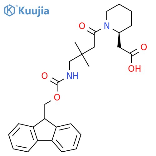 2-(2S)-1-4-({(9H-fluoren-9-yl)methoxycarbonyl}amino)-3,3-dimethylbutanoylpiperidin-2-ylacetic acid structure
