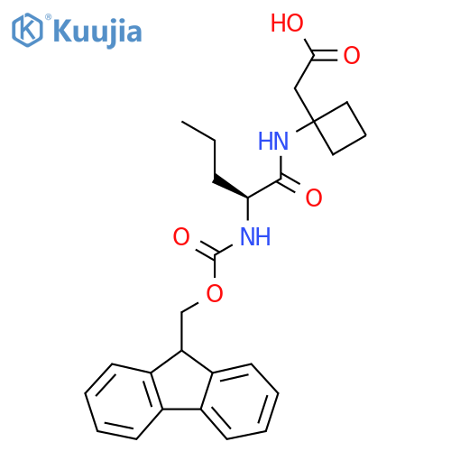 2-{1-(2S)-2-({(9H-fluoren-9-yl)methoxycarbonyl}amino)pentanamidocyclobutyl}acetic acid structure