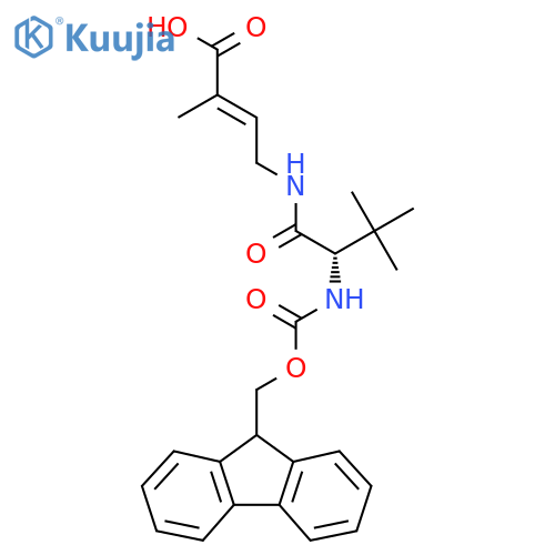 4-(2S)-2-({(9H-fluoren-9-yl)methoxycarbonyl}amino)-3,3-dimethylbutanamido-2-methylbut-2-enoic acid structure