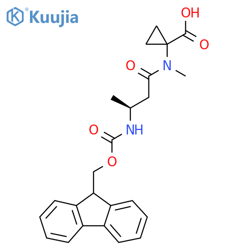 1-(3S)-3-({(9H-fluoren-9-yl)methoxycarbonyl}amino)-N-methylbutanamidocyclopropane-1-carboxylic acid structure