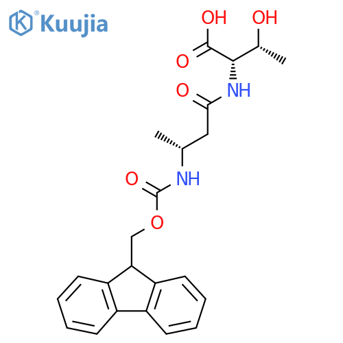 (2S,3R)-2-(3R)-3-({(9H-fluoren-9-yl)methoxycarbonyl}amino)butanamido-3-hydroxybutanoic acid structure