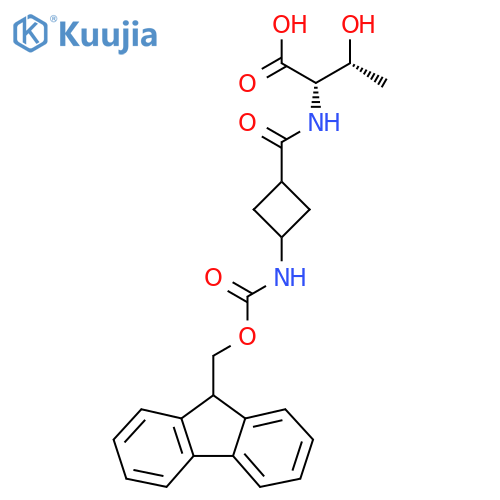(2S,3R)-2-{3-({(9H-fluoren-9-yl)methoxycarbonyl}amino)cyclobutylformamido}-3-hydroxybutanoic acid structure