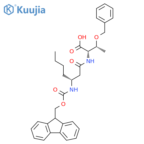(2S,3R)-3-(benzyloxy)-2-(3R)-3-({(9H-fluoren-9-yl)methoxycarbonyl}amino)heptanamidobutanoic acid structure
