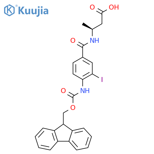(3S)-3-{4-({(9H-fluoren-9-yl)methoxycarbonyl}amino)-3-iodophenylformamido}butanoic acid structure