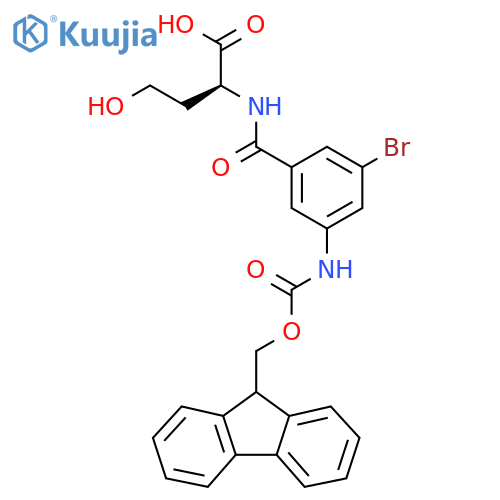 (2S)-2-{3-bromo-5-({(9H-fluoren-9-yl)methoxycarbonyl}amino)phenylformamido}-4-hydroxybutanoic acid structure
