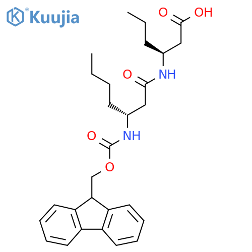 (3S)-3-(3R)-3-({(9H-fluoren-9-yl)methoxycarbonyl}amino)heptanamidohexanoic acid structure