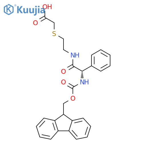 2-({2-(2S)-2-({(9H-fluoren-9-yl)methoxycarbonyl}amino)-2-phenylacetamidoethyl}sulfanyl)acetic acid structure