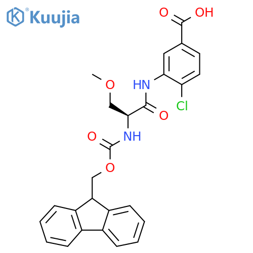 4-chloro-3-(2S)-2-({(9H-fluoren-9-yl)methoxycarbonyl}amino)-3-methoxypropanamidobenzoic acid structure