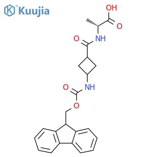 (2R)-2-{3-({(9H-fluoren-9-yl)methoxycarbonyl}amino)cyclobutylformamido}propanoic acid structure