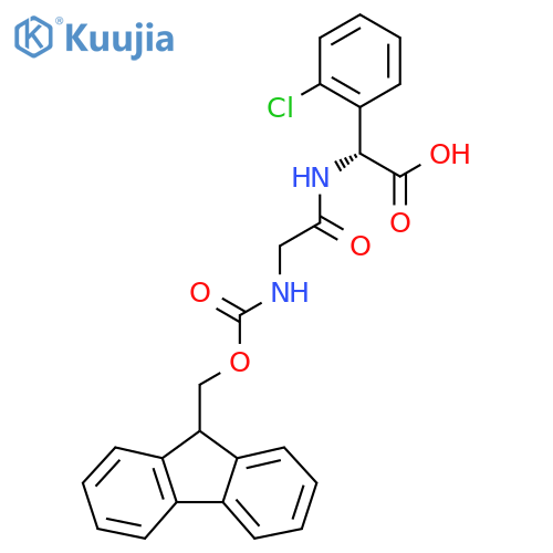 (2R)-2-(2-chlorophenyl)-2-2-({(9H-fluoren-9-yl)methoxycarbonyl}amino)acetamidoacetic acid structure