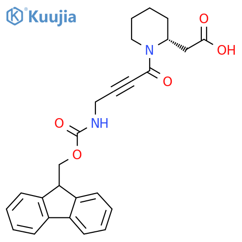 2-(2R)-1-4-({(9H-fluoren-9-yl)methoxycarbonyl}amino)but-2-ynoylpiperidin-2-ylacetic acid structure