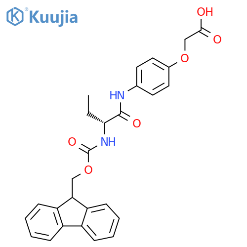 2-{4-(2R)-2-({(9H-fluoren-9-yl)methoxycarbonyl}amino)butanamidophenoxy}acetic acid structure