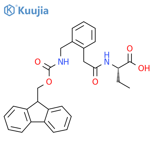 (2S)-2-(2-{2-({(9H-fluoren-9-yl)methoxycarbonyl}amino)methylphenyl}acetamido)butanoic acid structure