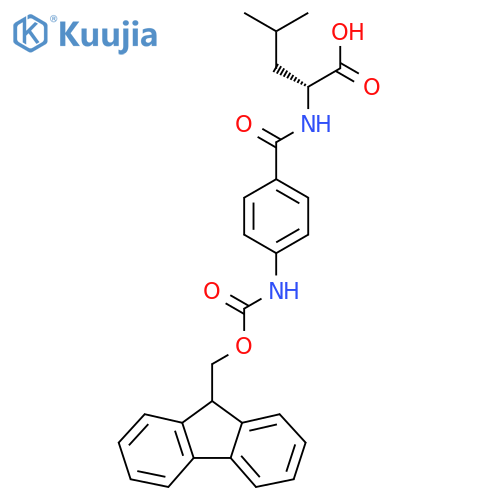 (2R)-2-{4-({(9H-fluoren-9-yl)methoxycarbonyl}amino)phenylformamido}-4-methylpentanoic acid structure