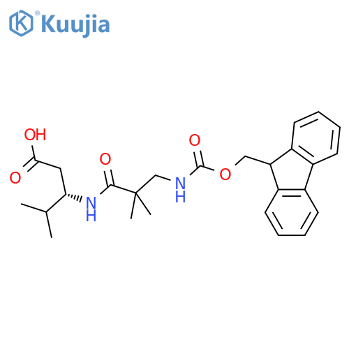 (3S)-3-3-({(9H-fluoren-9-yl)methoxycarbonyl}amino)-2,2-dimethylpropanamido-4-methylpentanoic acid structure
