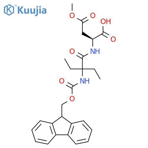 (2S)-2-2-ethyl-2-({(9H-fluoren-9-yl)methoxycarbonyl}amino)butanamido-4-methoxy-4-oxobutanoic acid structure