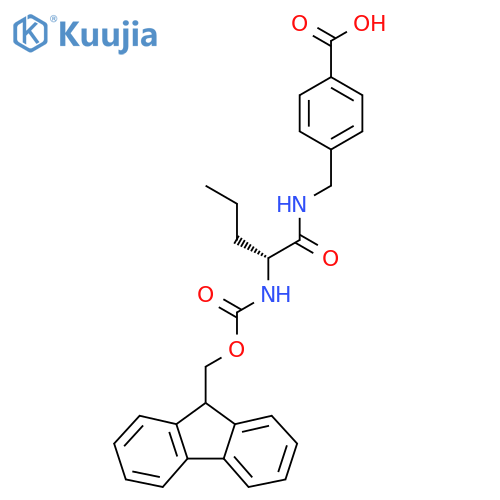 4-{(2R)-2-({(9H-fluoren-9-yl)methoxycarbonyl}amino)pentanamidomethyl}benzoic acid structure