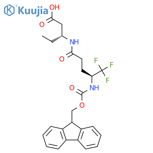 (3R)-3-(4S)-4-({(9H-fluoren-9-yl)methoxycarbonyl}amino)-5,5,5-trifluoropentanamidopentanoic acid structure