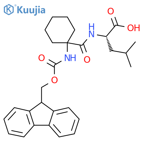 (2S)-2-{1-({(9H-fluoren-9-yl)methoxycarbonyl}amino)cyclohexylformamido}-4-methylpentanoic acid structure