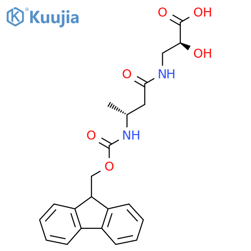 (2S)-3-(3R)-3-({(9H-fluoren-9-yl)methoxycarbonyl}amino)butanamido-2-hydroxypropanoic acid structure