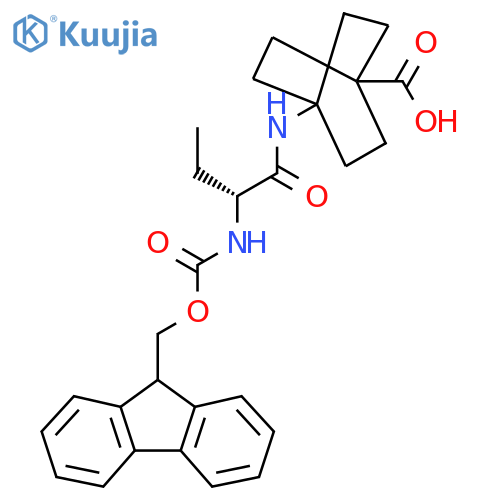 4-(2R)-2-({(9H-fluoren-9-yl)methoxycarbonyl}amino)butanamidobicyclo2.2.2octane-1-carboxylic acid structure
