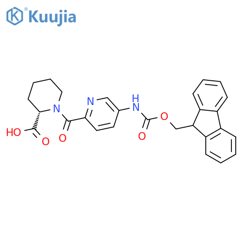 (2S)-1-5-({(9H-fluoren-9-yl)methoxycarbonyl}amino)pyridine-2-carbonylpiperidine-2-carboxylic acid structure