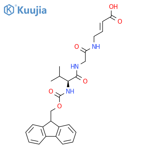 4-{2-(2S)-2-({(9H-fluoren-9-yl)methoxycarbonyl}amino)-3-methylbutanamidoacetamido}but-2-enoic acid structure